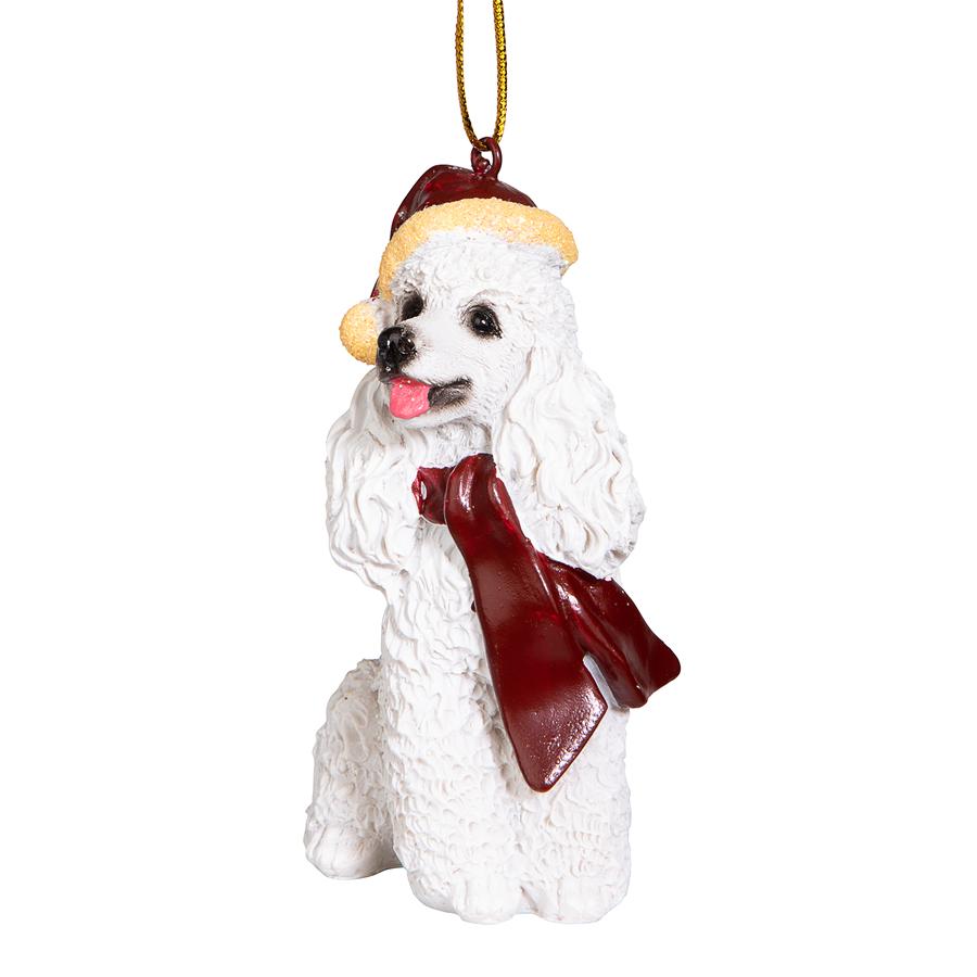 White Poodle Holiday Dog Ornament Sculpture