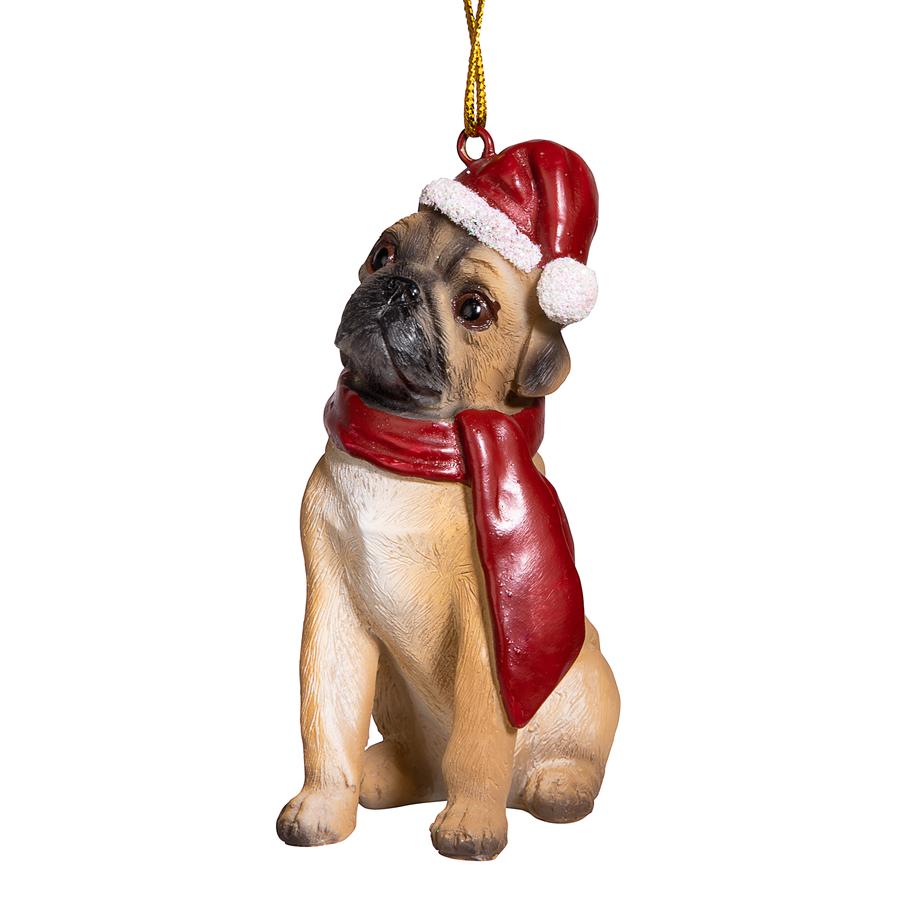 Pug Holiday Dog Ornament Sculpture