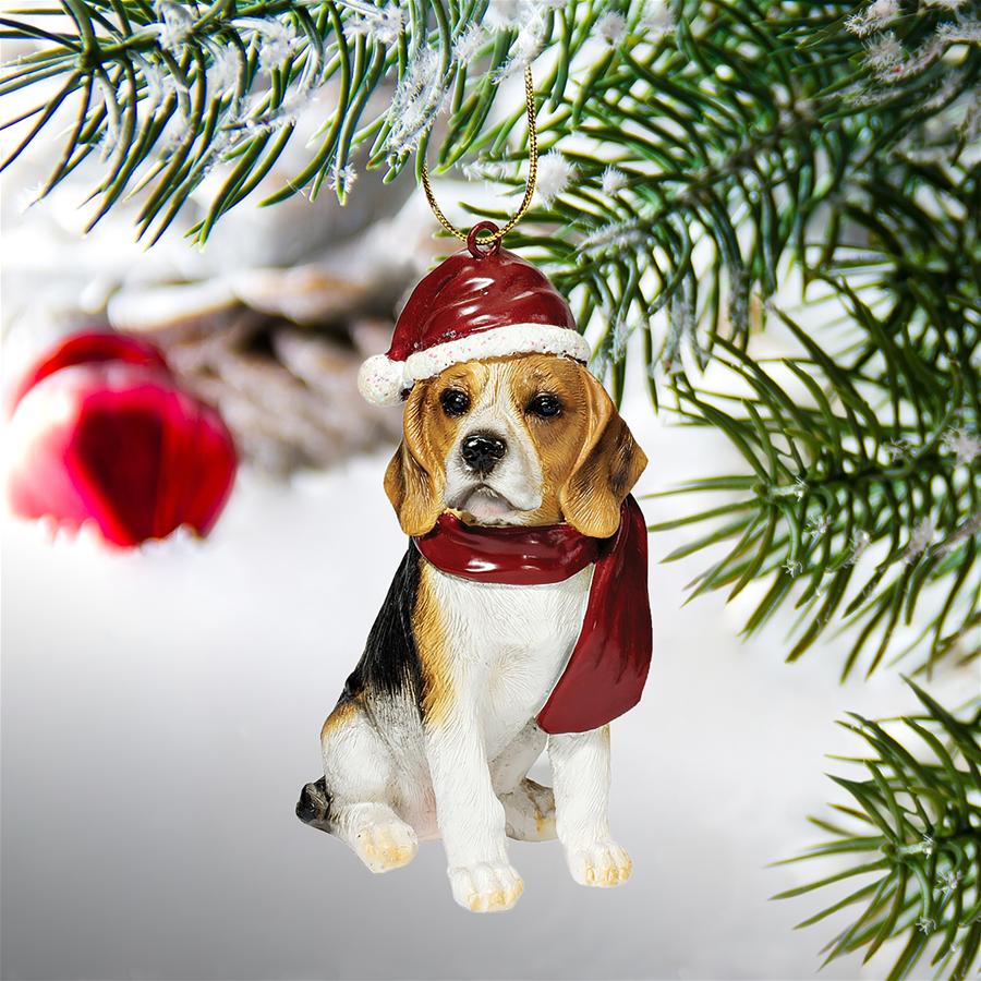 Beagle Holiday Dog Ornament Sculpture