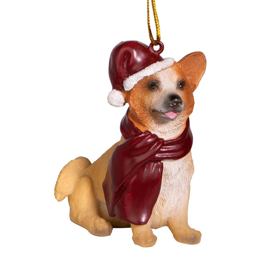 Welsh Corgi Holiday Dog Ornament Sculpture