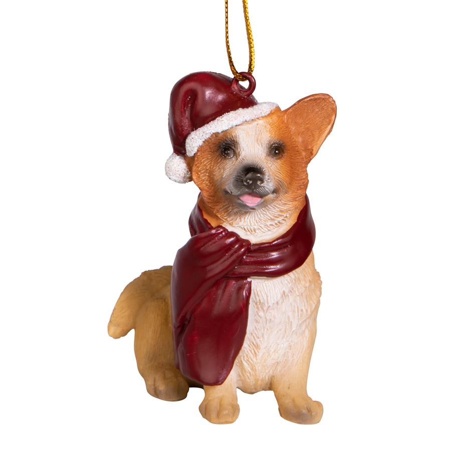 Welsh Corgi Holiday Dog Ornament Sculpture