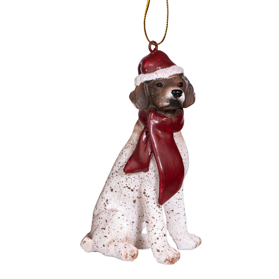 Pointer Holiday Dog Ornament Sculpture