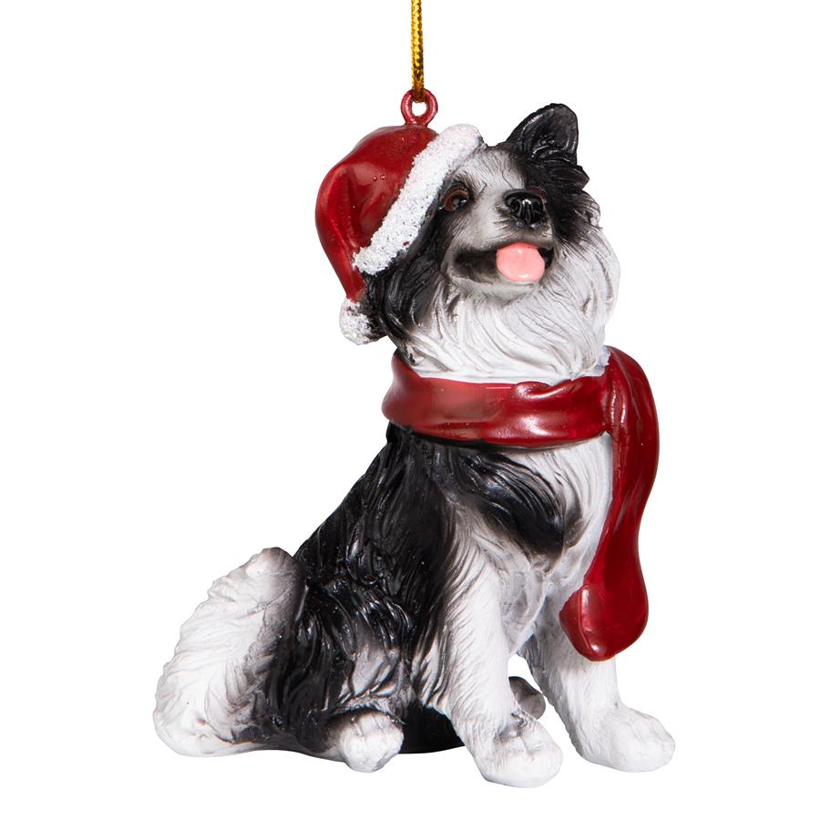 Border Collie Holiday Dog Ornament Sculpture