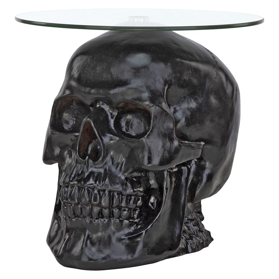 Lost Souls Gothic Skull Glass-Topped Table: Black