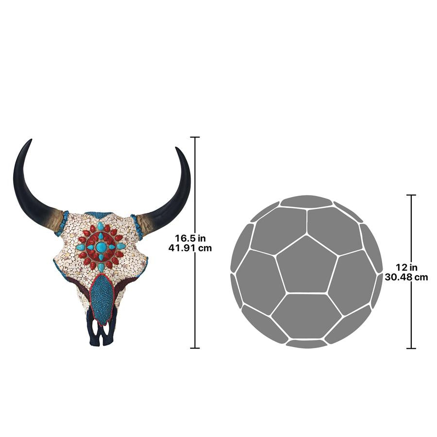 Mystic Plains Warrior Faux Gem Encrusted Cow Skull Wall Sculpture: Large