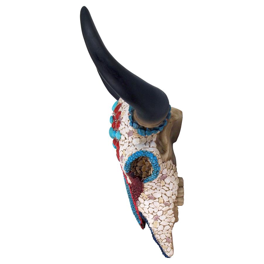 Mystic Plains Warrior Faux Gem Encrusted Cow Skull Wall Sculpture: Medium