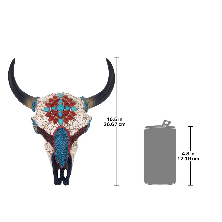 Mystic Plains Warrior Faux Gem Encrusted Cow Skull Wall Sculpture: Medium