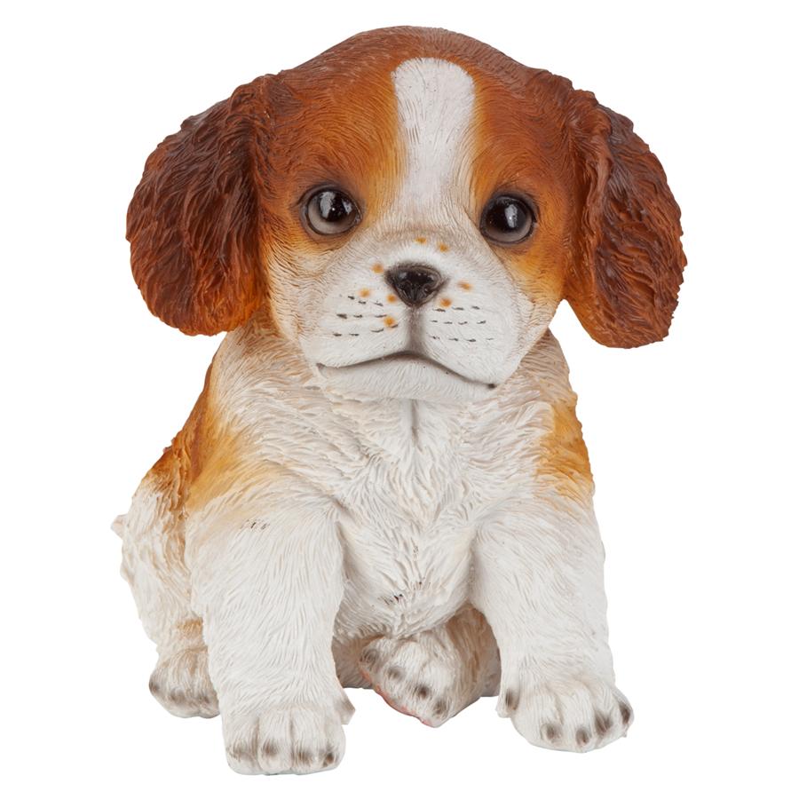 Red & White Cavalier King Charles Puppy Partner Collectible Dog Statue