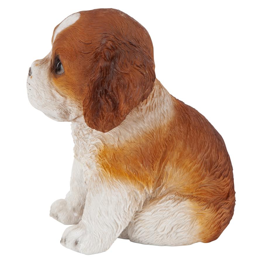 Red & White Cavalier King Charles Puppy Partner Collectible Dog Statue