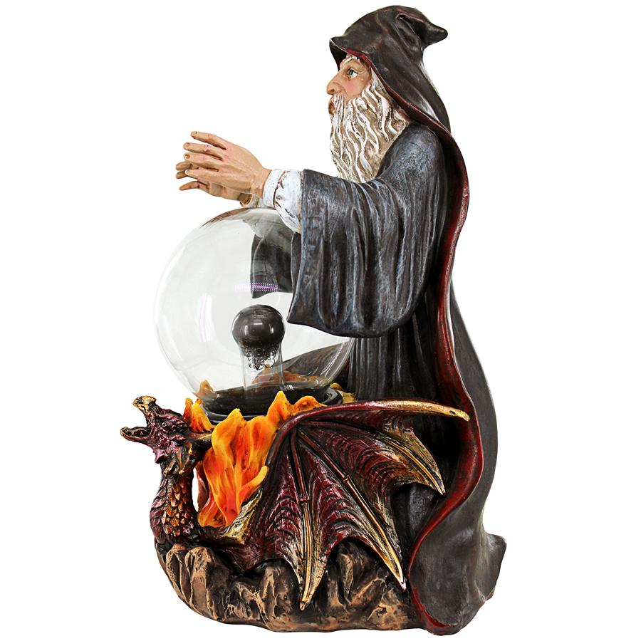 Wizard's Crystal Ball Illuminated Gothic Statue