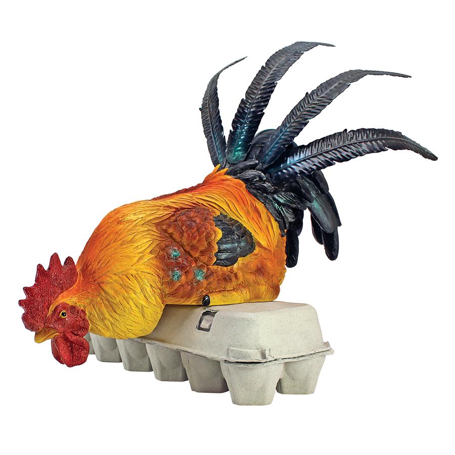 Rooster's Perch Sitting Chicken Statue