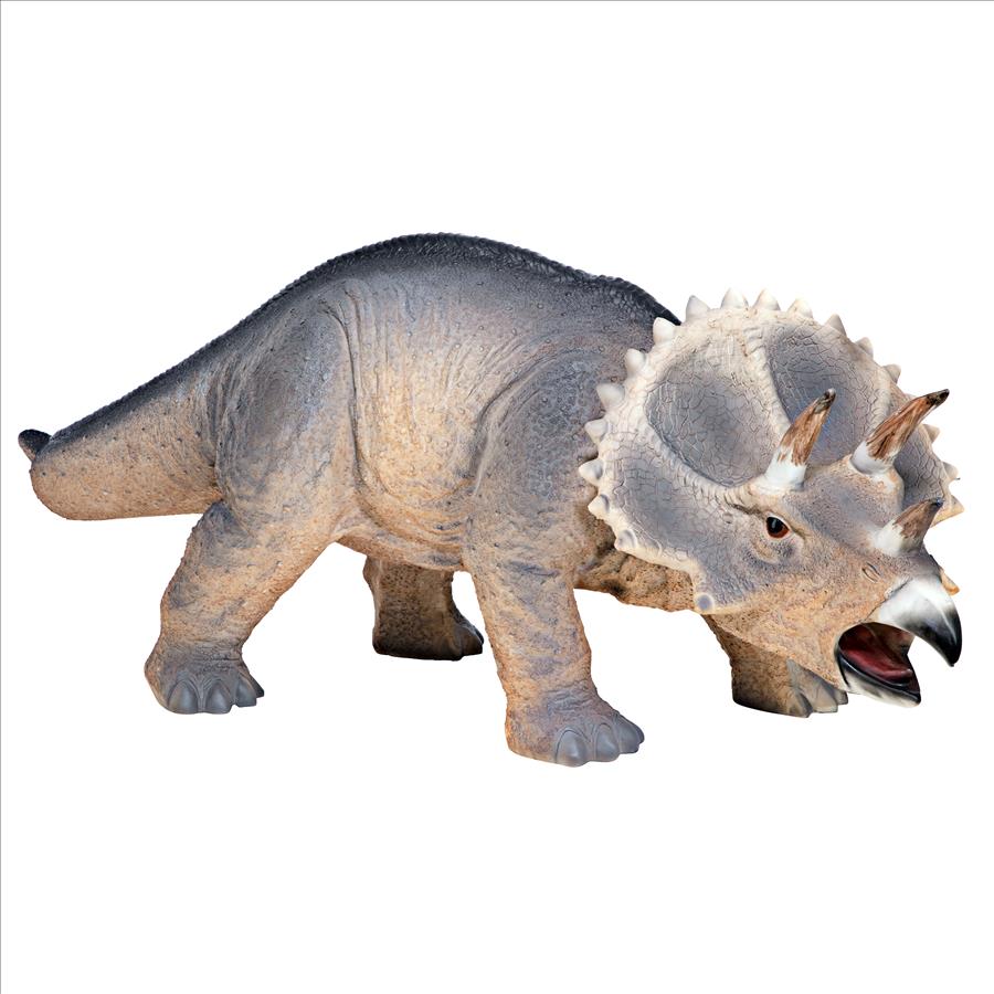 Scaled Jurassic Triceratops Dinosaur Statue