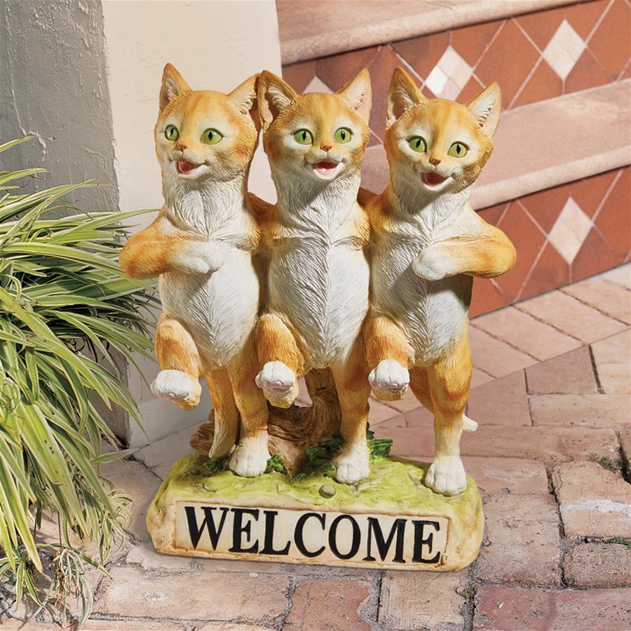 Chorus Line of Cats Garden Welcome Sign Statue