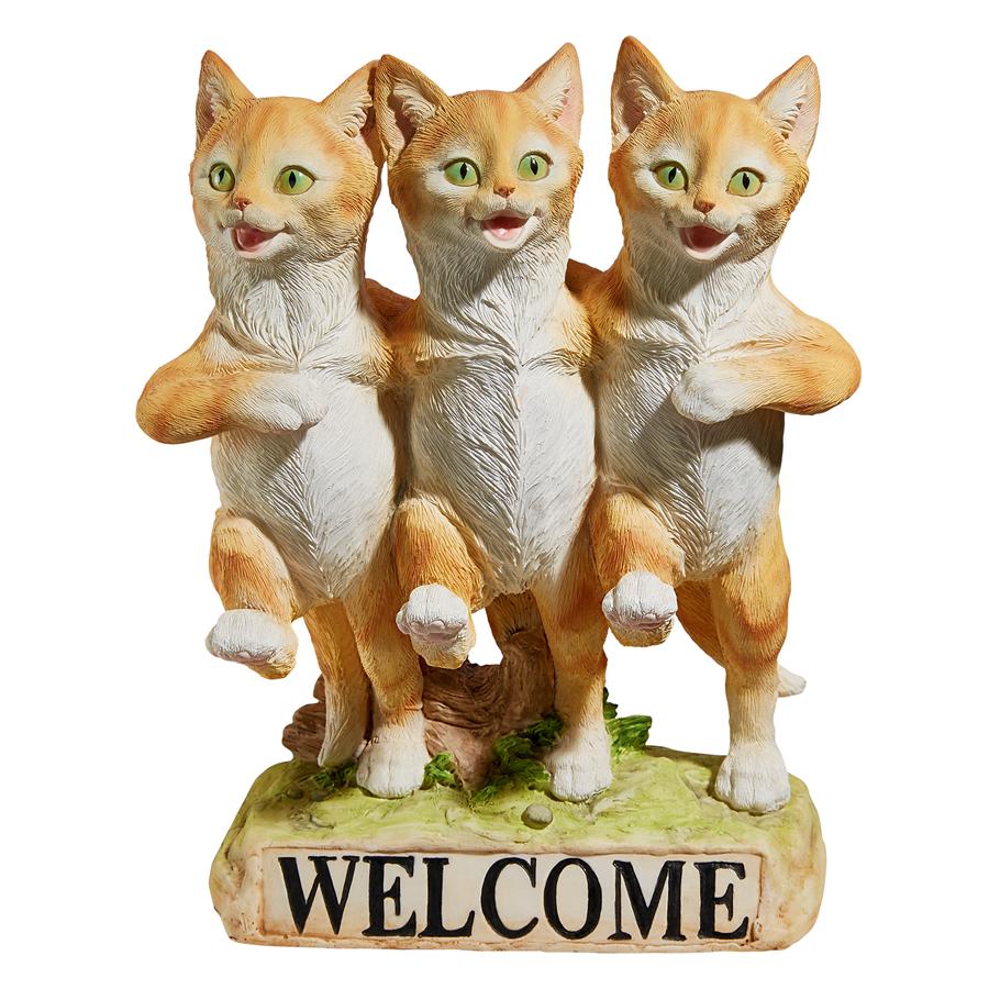 Chorus Line of Cats Garden Welcome Sign Statue