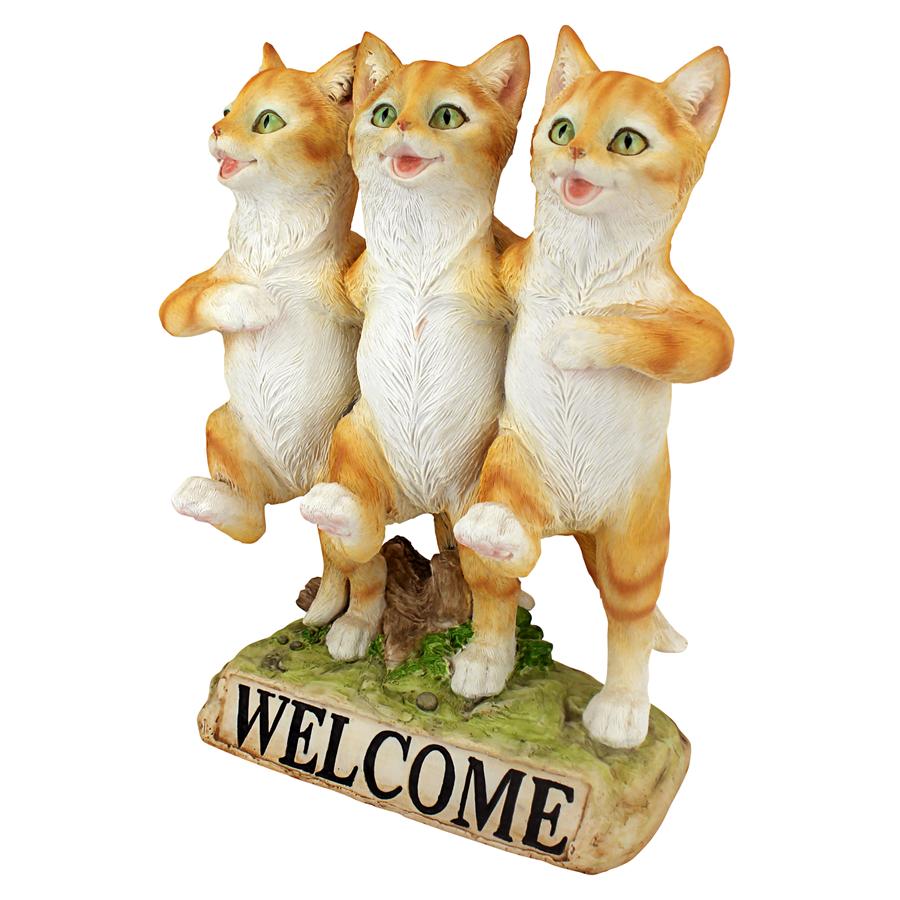 Chorus Line of Cats Garden Welcome Sign Statue