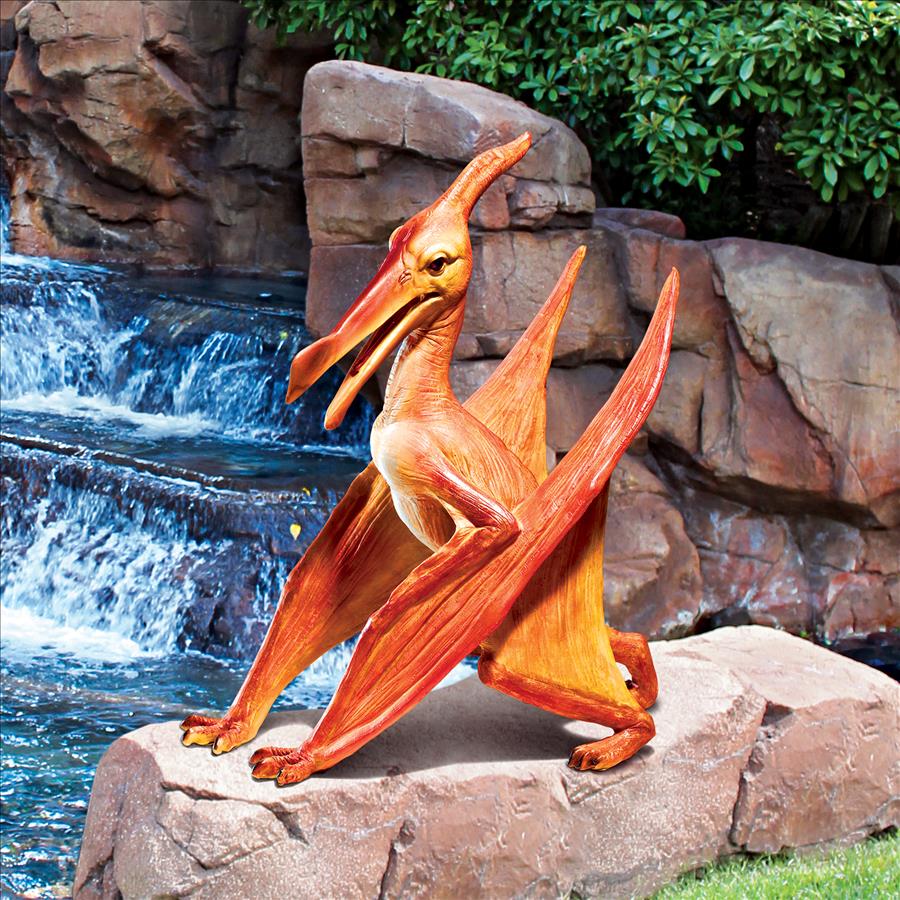 Scaled Jurassic Pterodactyl Dinosaur Statue