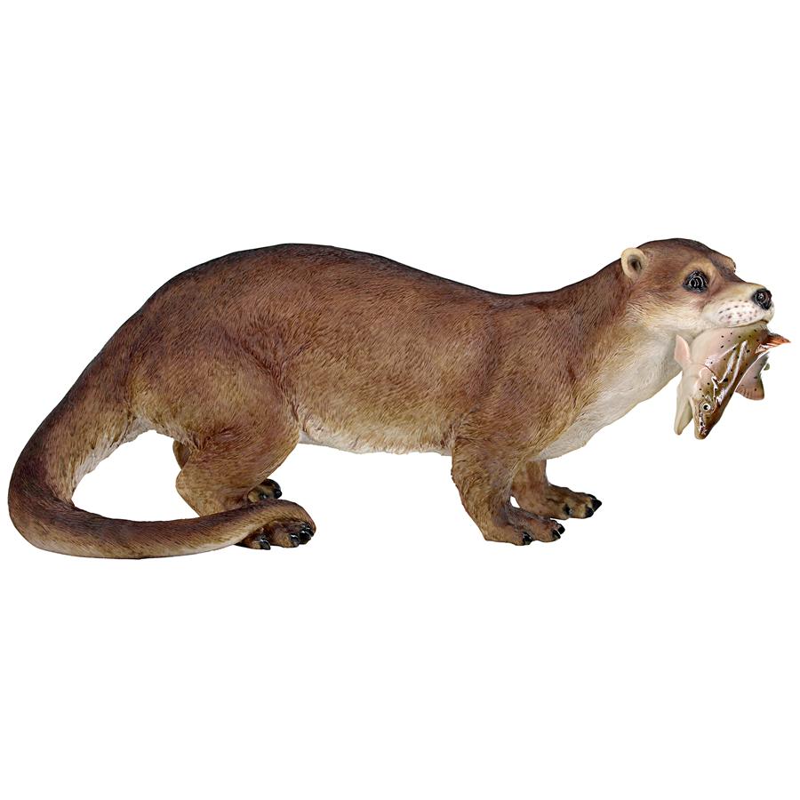 River Otter's Big Catch Garden Statue