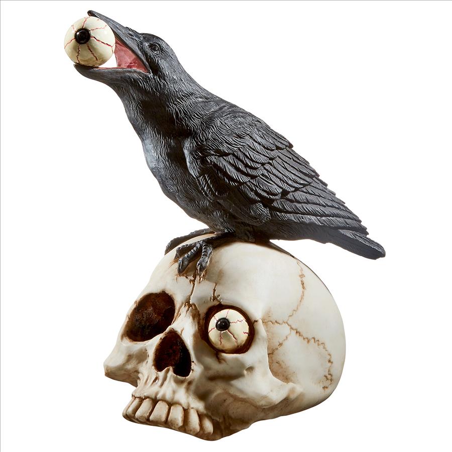 All-Seeing Harbinger of Doom Raven and Skull Statue