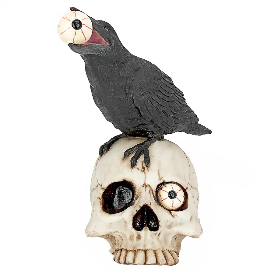 All-Seeing Harbinger of Doom Raven and Skull Statue