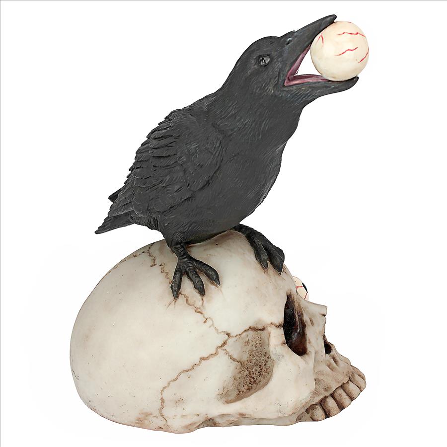 All-Seeing Harbinger of Doom Raven and Skull Statue