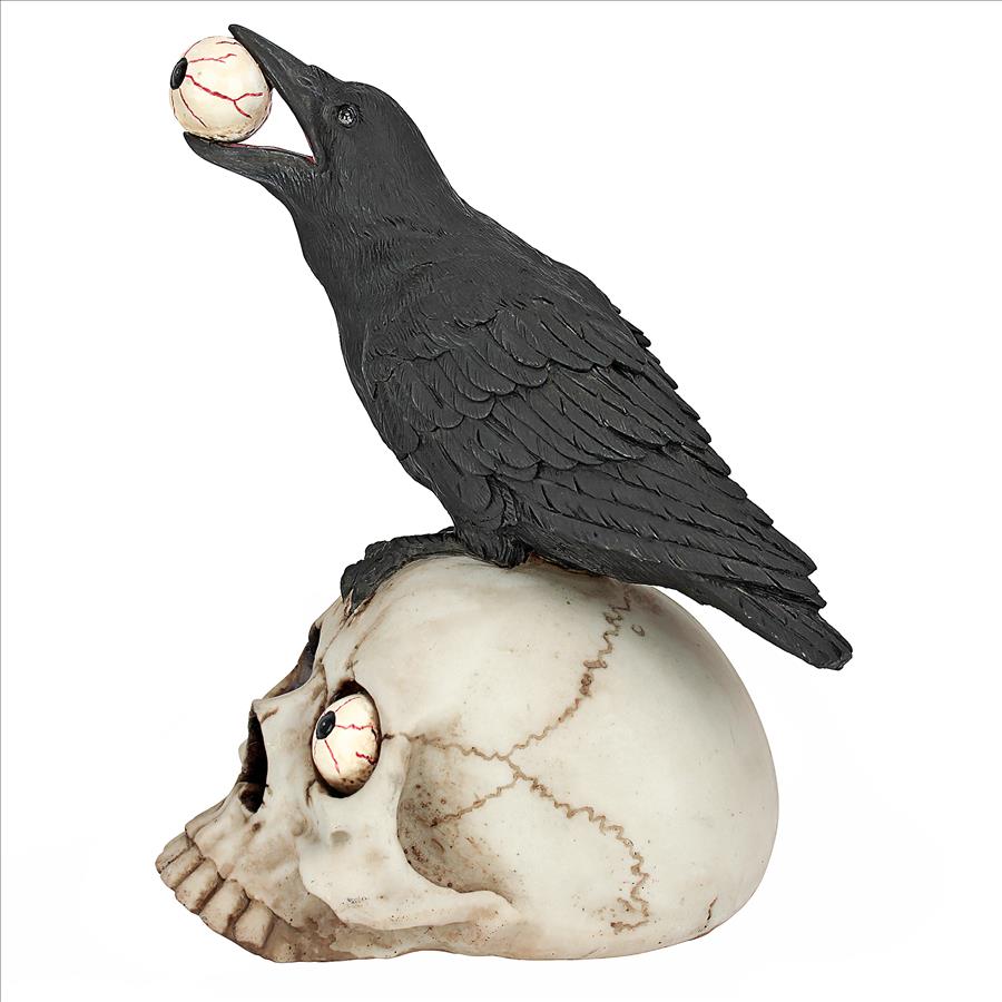 All-Seeing Harbinger of Doom Raven and Skull Statue