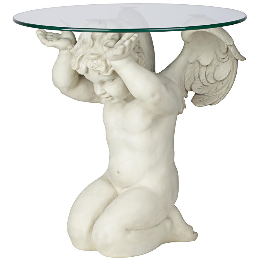 Cherubs Care Angelic Glass-Topped Sculptural Table