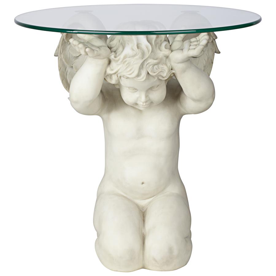 Cherubs Care Angelic Glass-Topped Sculptural Table