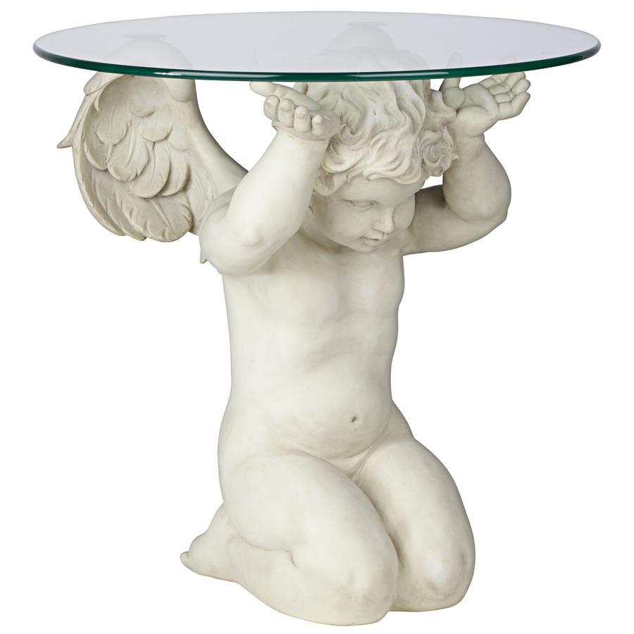 Cherubs Care Angelic Glass-Topped Sculptural Table