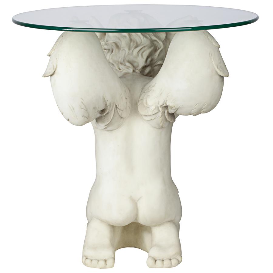 Cherubs Care Angelic Glass-Topped Sculptural Table