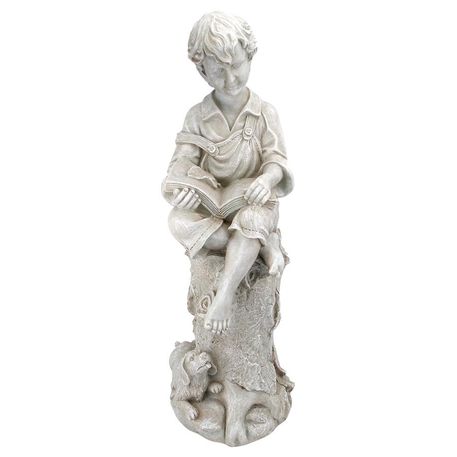 Sebastian the Reading Child Garden Statue