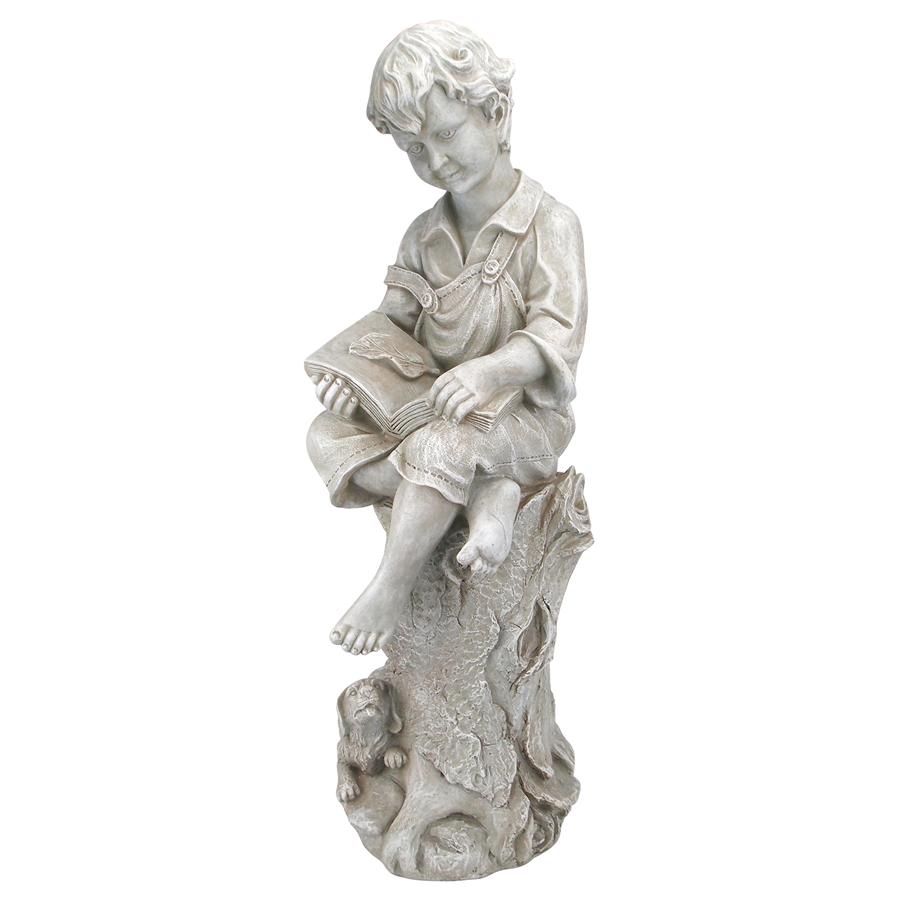 Sebastian the Reading Child Garden Statue