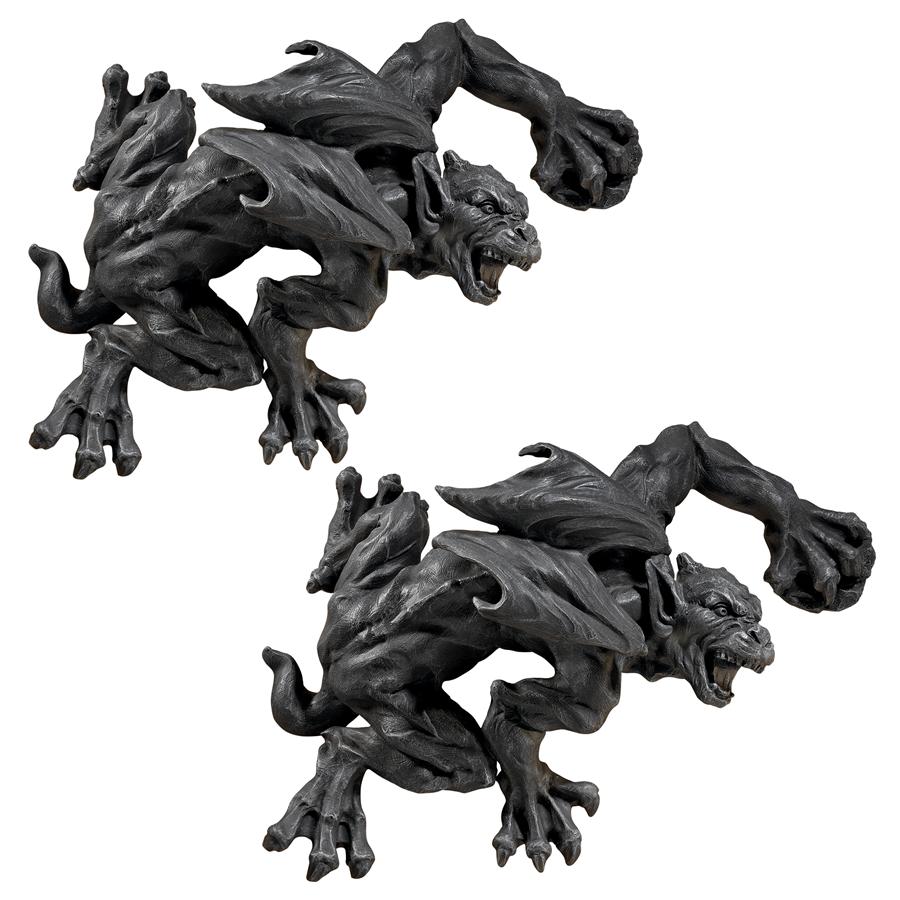 Slither and Squirm Gargoyle Wall Sculptures: Set of Two