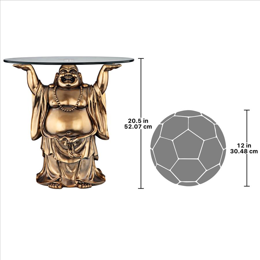 Jolly Hotei Buddha Glass-Topped Sculptural Table