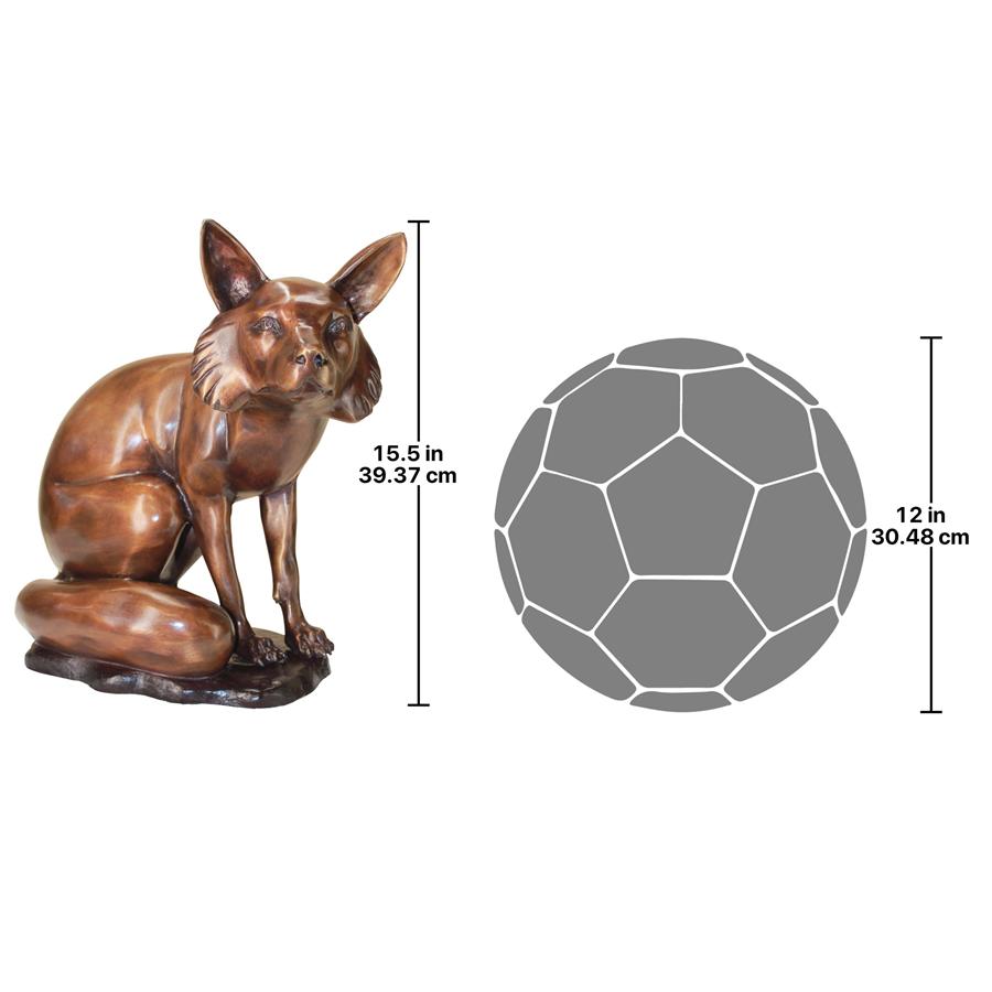 The Observant Sitting Fox Cast Bronze Garden Statue