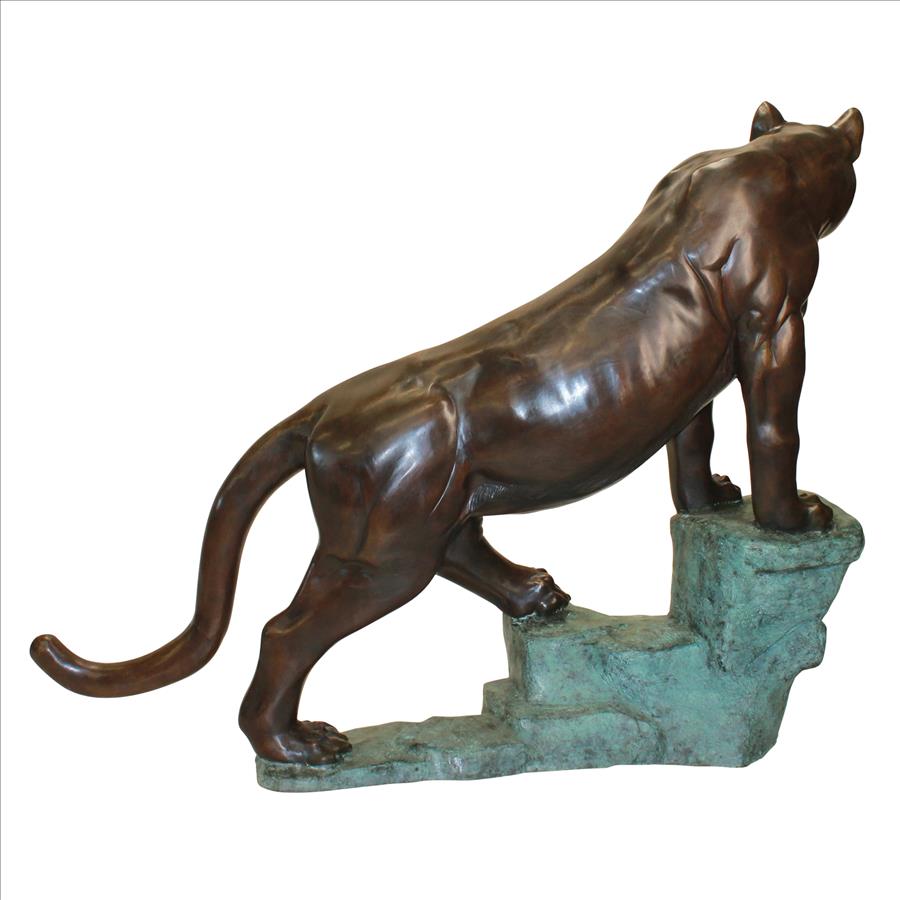 Cougar on a Rock Cast Bronze Garden Statue