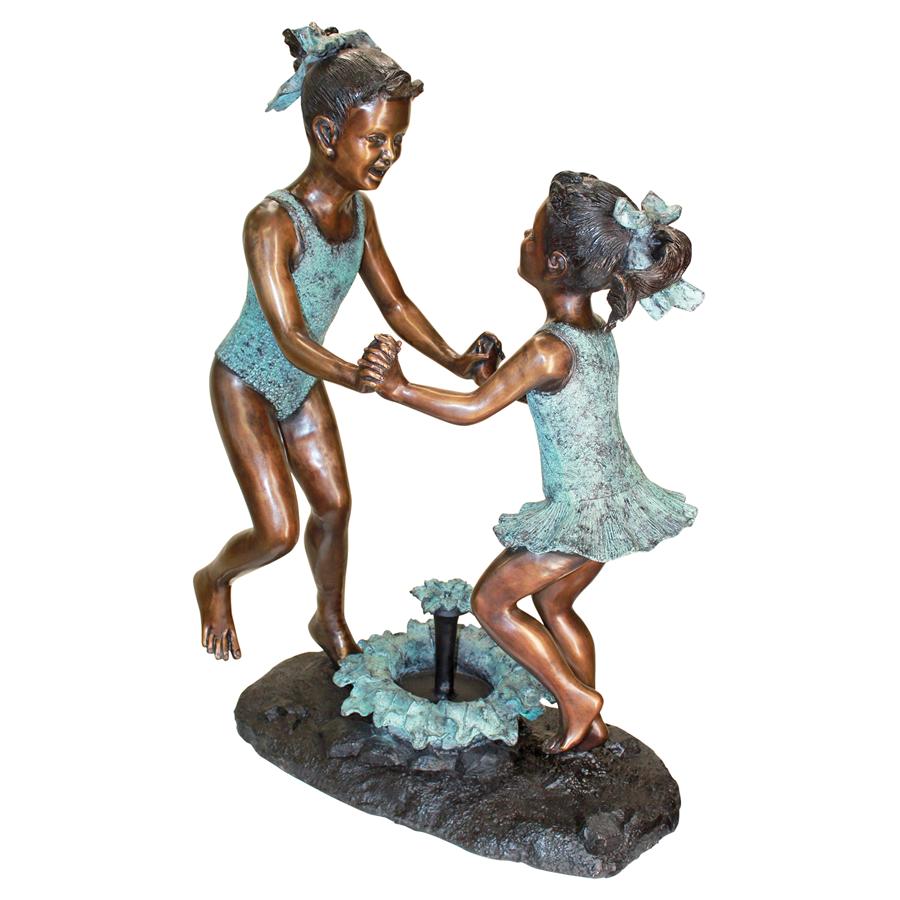 Dancing Splash Girls Cast Bronze Garden Statue