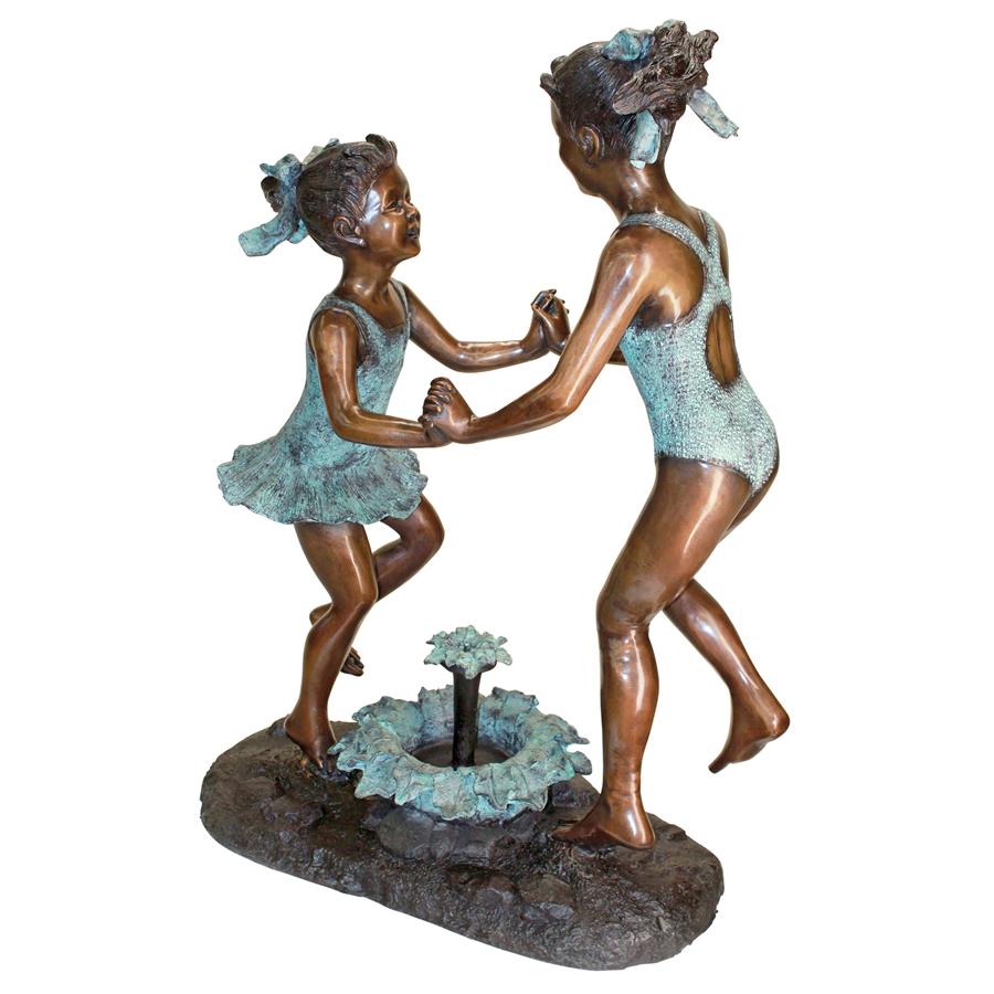 Dancing Splash Girls Cast Bronze Garden Statue