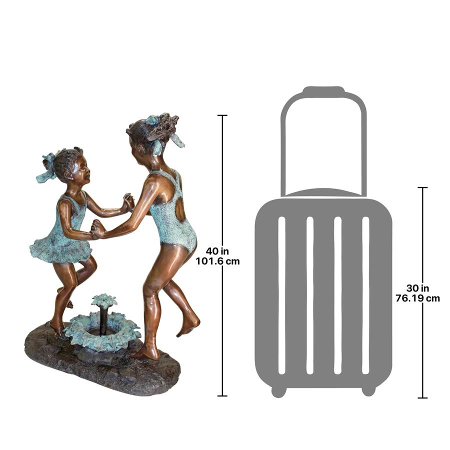 Dancing Splash Girls Cast Bronze Garden Statue