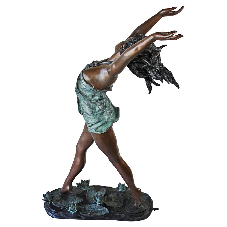 Nymph Dancing on Lilies Cast Bronze Garden Statue