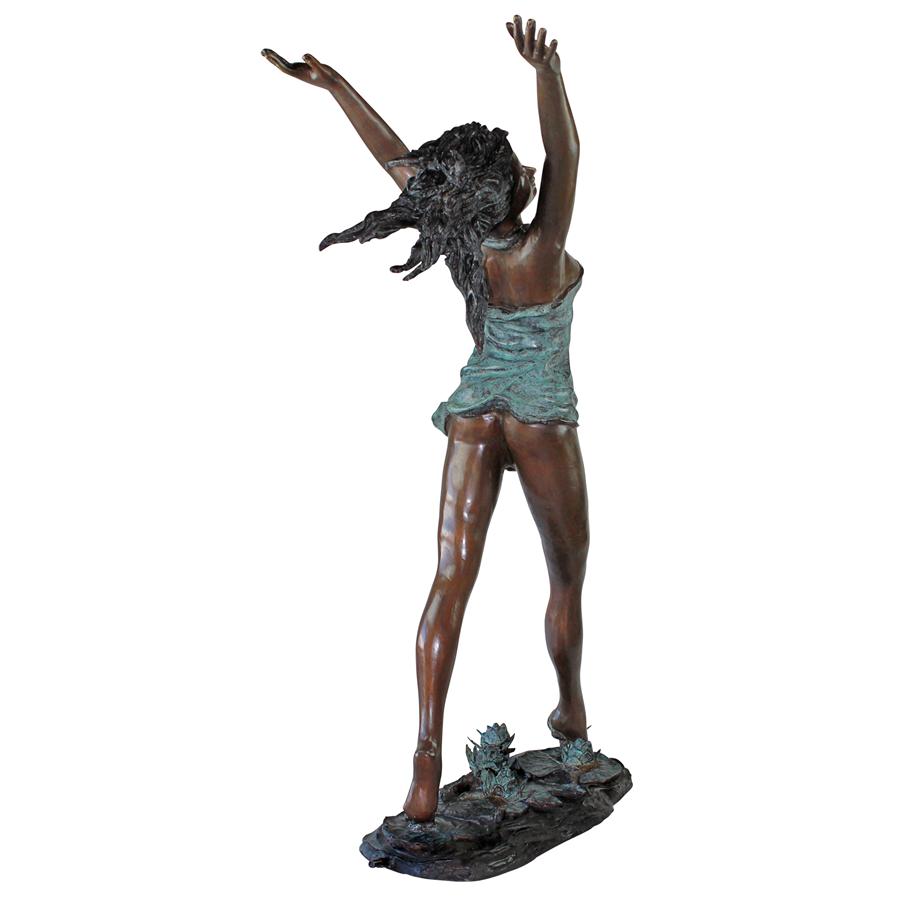 Nymph Dancing on Lilies Cast Bronze Garden Statue