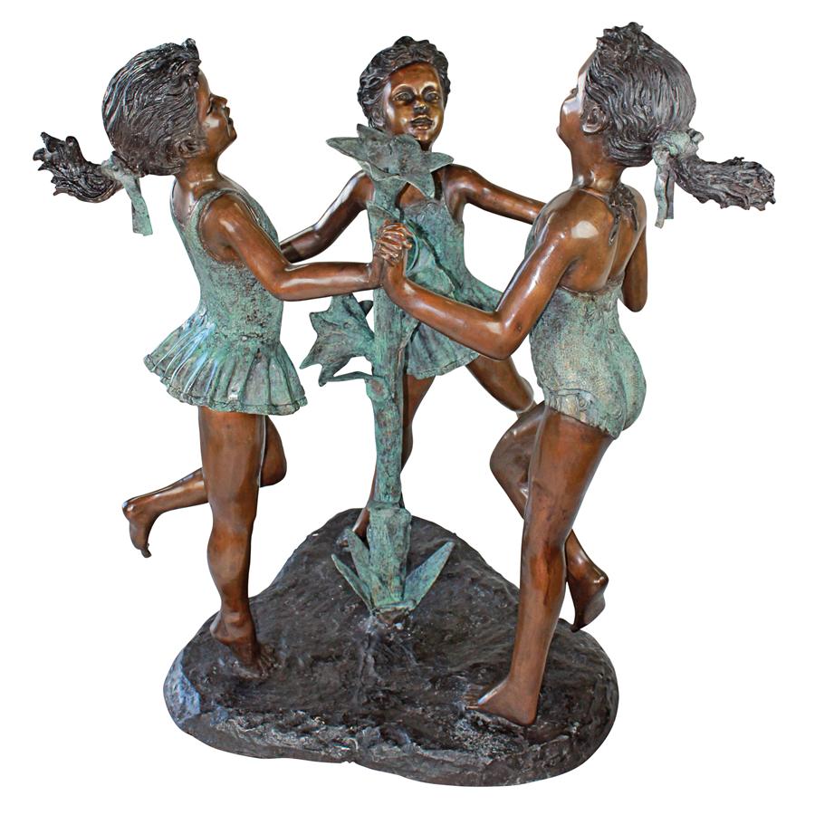 Fun in the Sun Girls Cast Bronze Garden Statue
