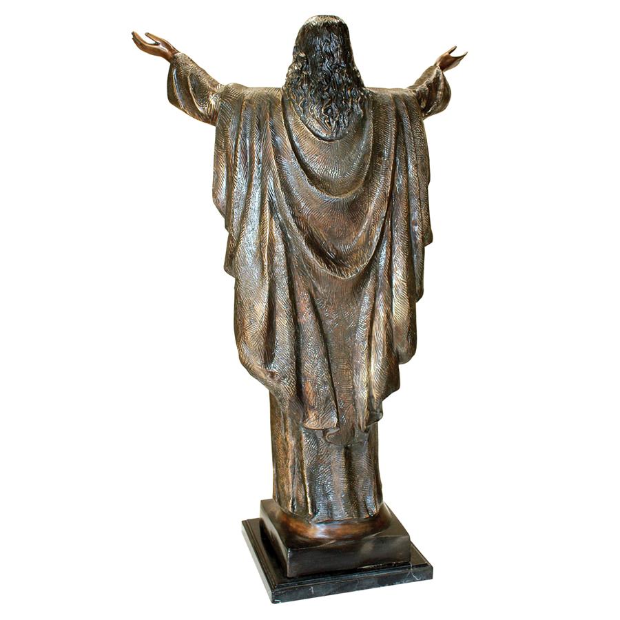 Jesus Christ with His Arms Raised Cast Bronze Garden Statue