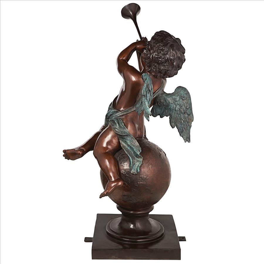 Baby Gabriel Sounding Heaven's Trumpet Cast Bronze Garden Angel Statue