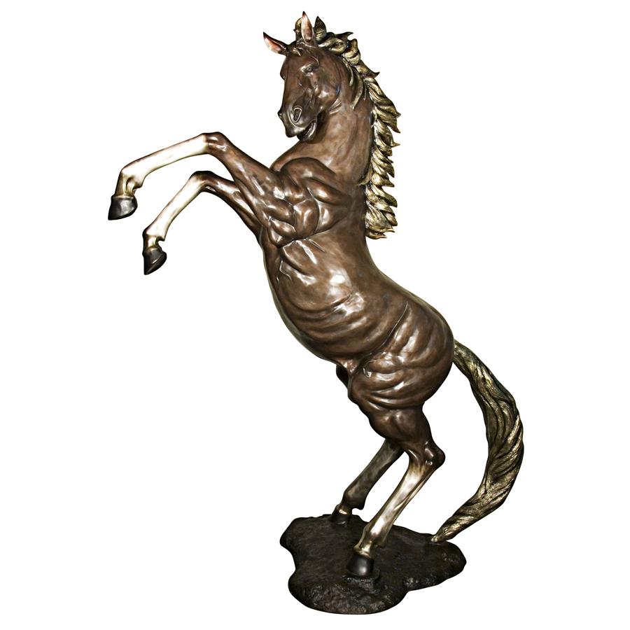 Majestic Spirit, Rearing Horse Cast Bronze Garden Statue: Left