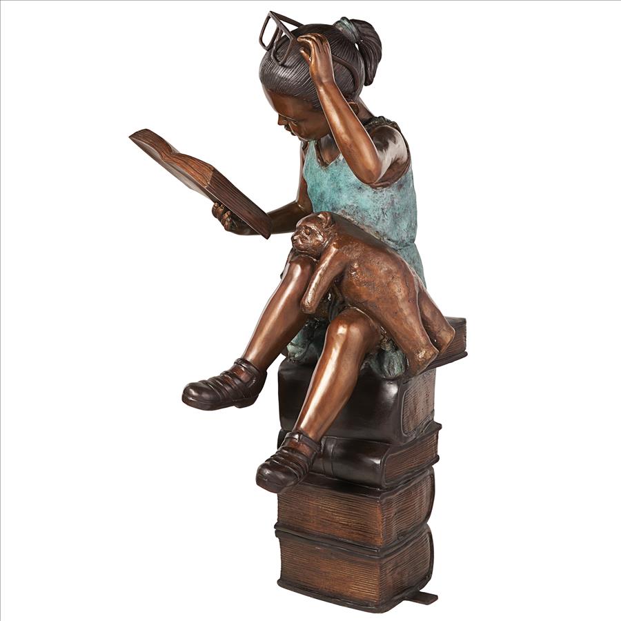 Book Loving Betty Reading Girl Bronze Garden Statue