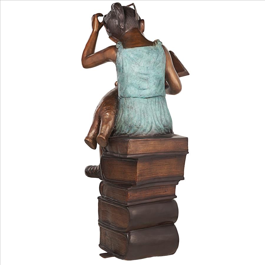 Book Loving Betty Reading Girl Bronze Garden Statue