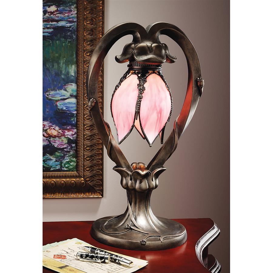 Victorian Hanging Tulip Stained Glass Lamp