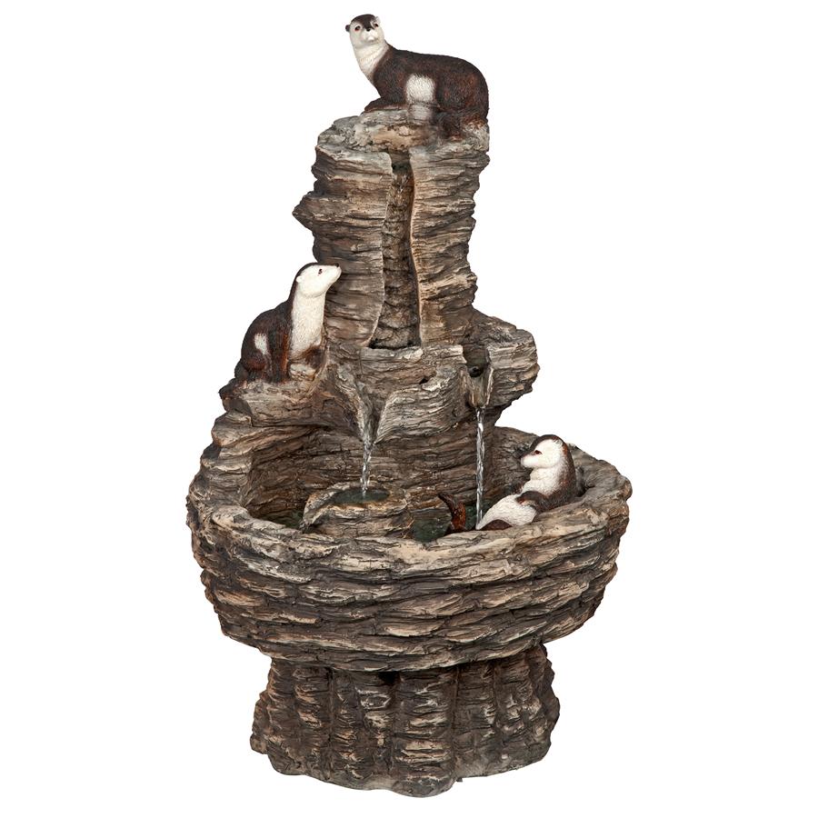 Tres Amigos Playful Otter Cascading Garden Fountain