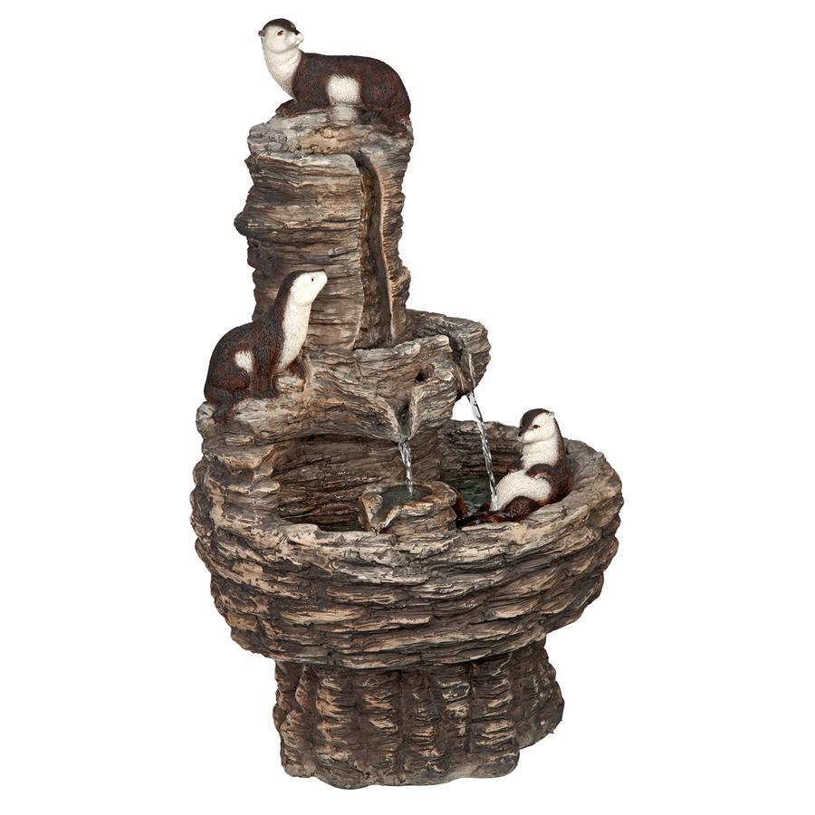 Tres Amigos Playful Otter Cascading Garden Fountain