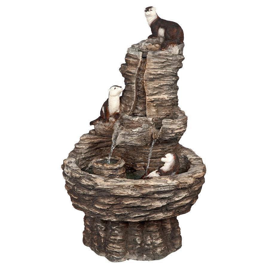 Tres Amigos Playful Otter Cascading Garden Fountain